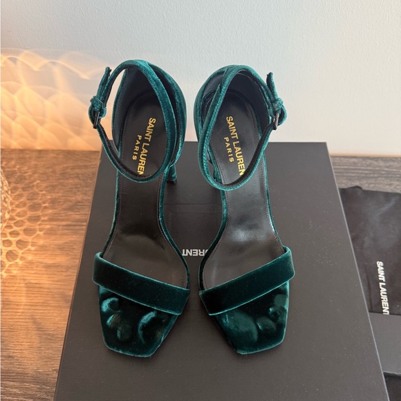 Saint Laurent Women's Velvet Heels - Dark Green size 36 - Picture 3 of 6